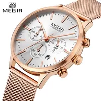 MEGIR Fashion Rose Gold Women Watch Luxury Brand Quartz Wristwatch Ladies Casual Bracelet Watches Sport Relogio Feminino Clock