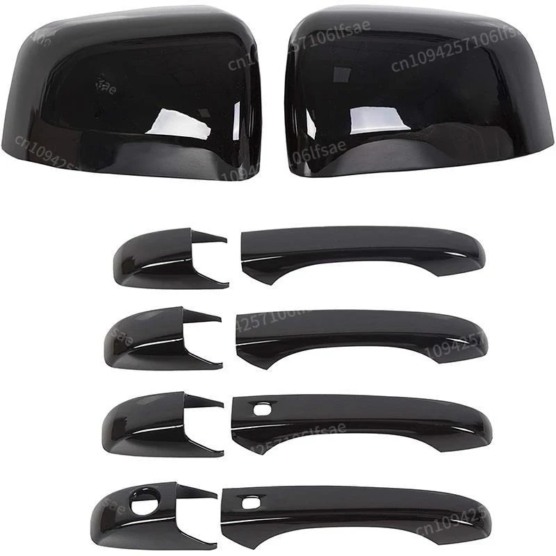 

A10E-Black Mirror Covers + Door Handle Covers For 2011-2020 Jeep Grand Cherokee Dodge Durango
