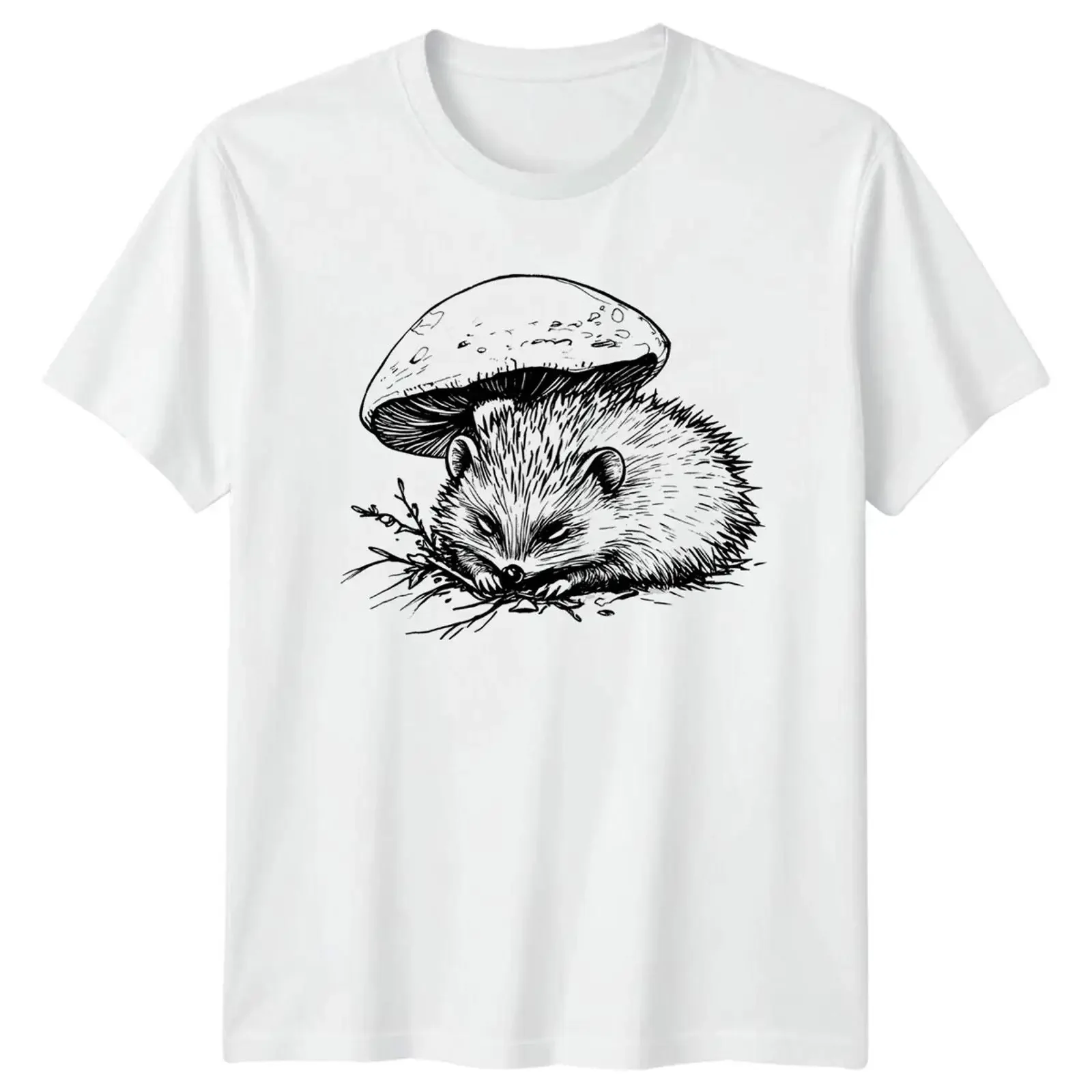 Resting Hedgehog Woodland Animals Herren T Shirt Damen Grafik Oberteil vintage Washed Unisex Top For Everyday Wear streetwear