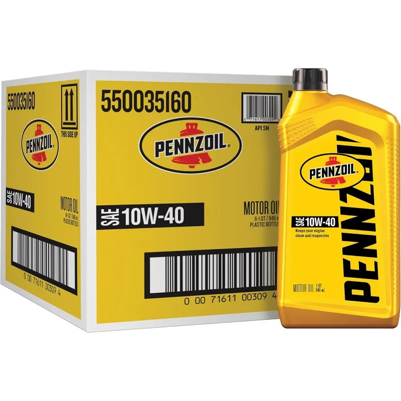 Pennzoil 10W-40 Gasoline Engine Oil, 1 Quart (Case of 6)