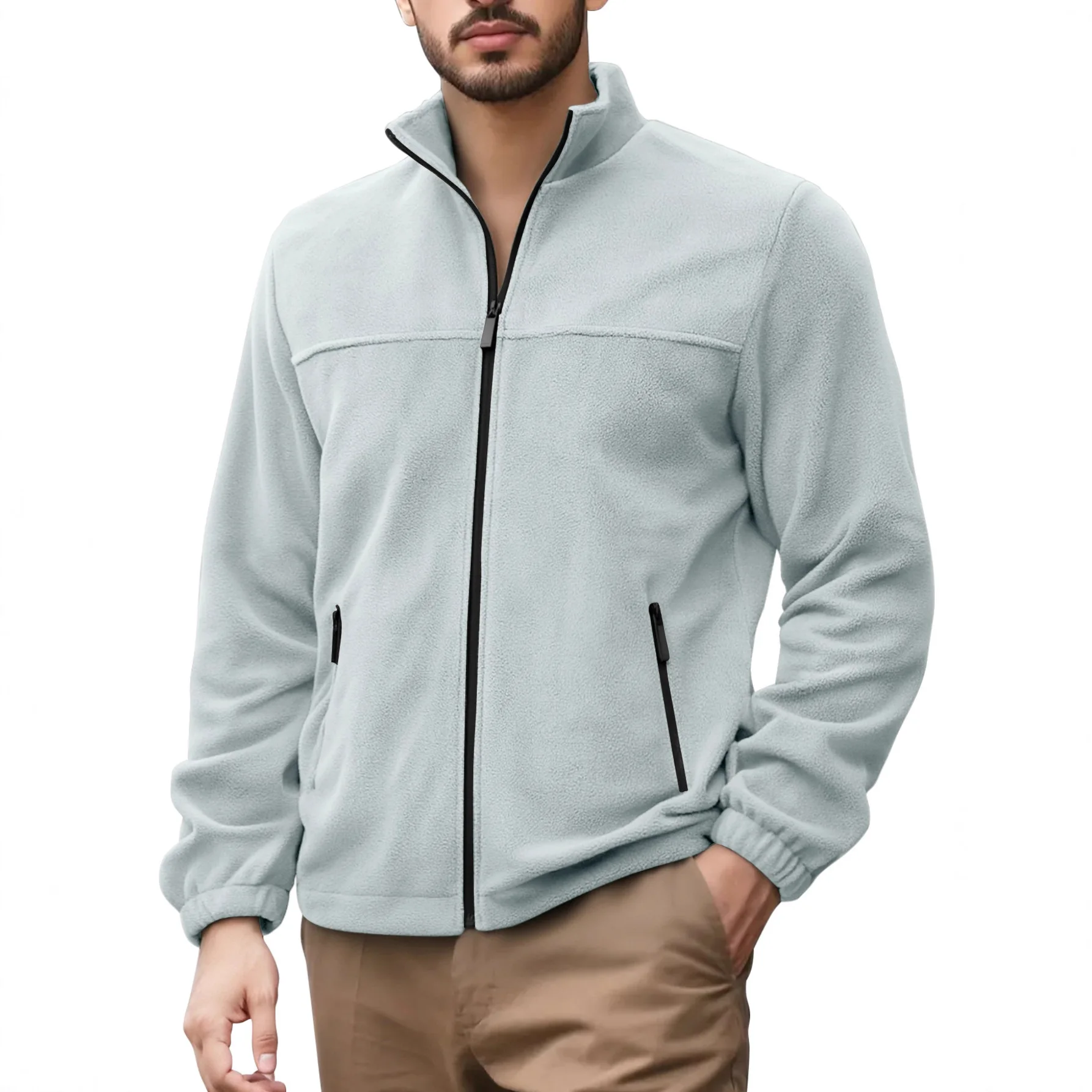 

2026 New Autumn and Winter Casual Fleece Jacket Fleece Zipper Stand-up Jacket Top