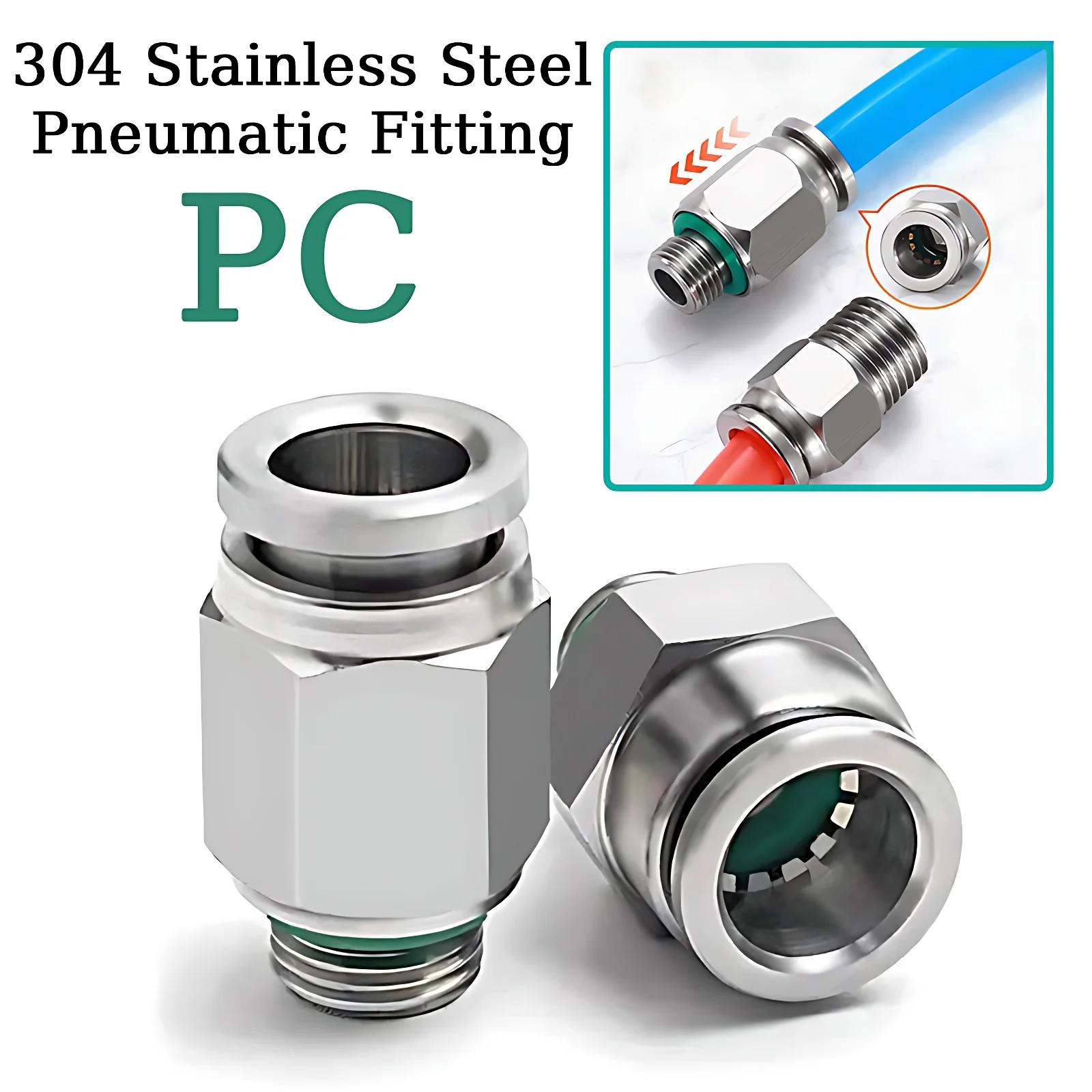 

4-12mm 304 Stainless Steel Pneumatic Hose Fitting PC G Thread Air Tube Connector M5 1/8 1/4 3/8 1/2 Quick Release Pipe Fittings