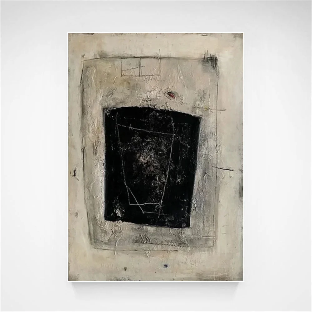 100% hand drawn black and white abstract oil painting original wall painting home living room decoration paint interior aestheti