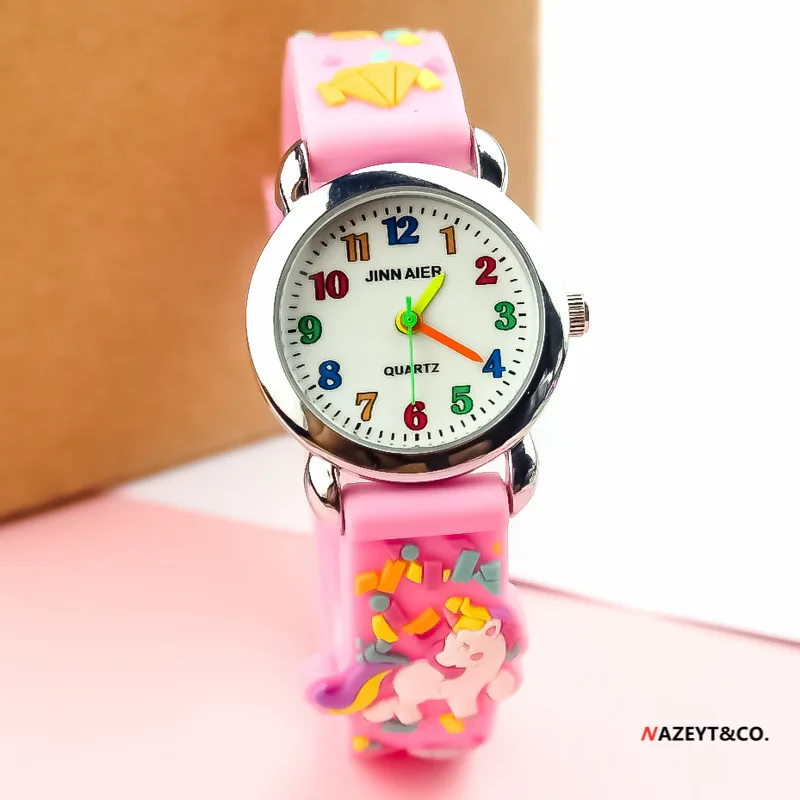 Children\'s 3D quartz watch cute animal cartoon rainbow candy color student watch gift