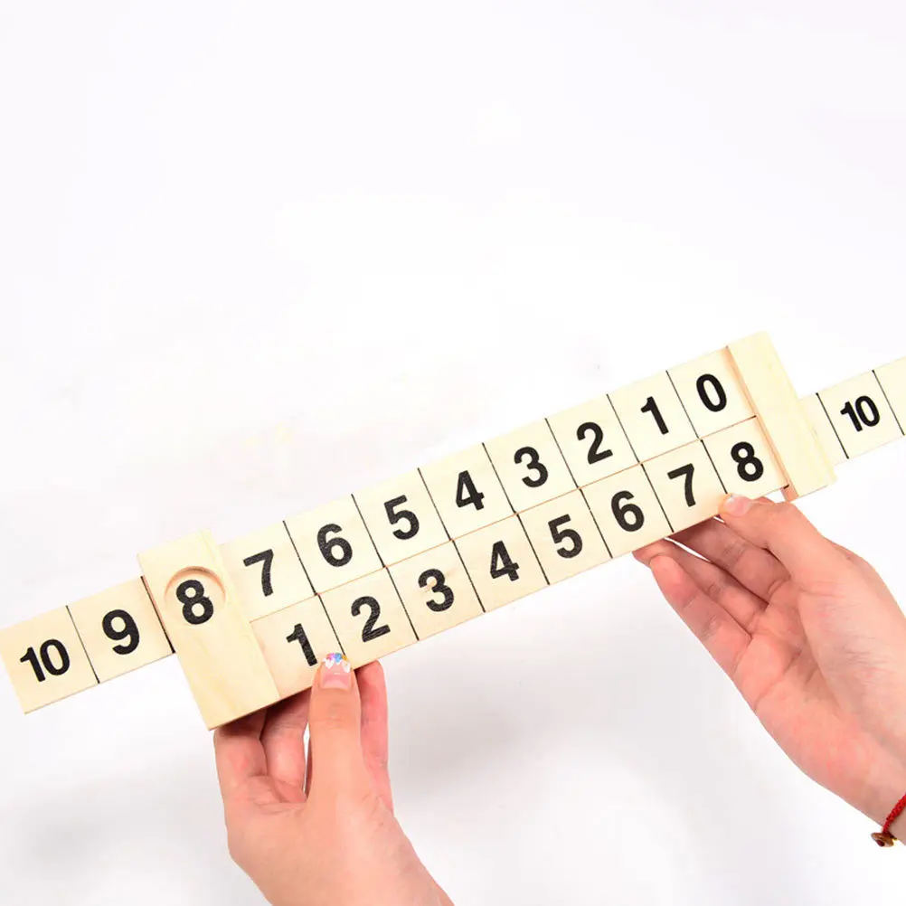 Régua de aprendizagem aritmética de madeira, 2 peças, 1-10, design de trilho científico, adição, subtração, desenvolvimento de inteligência matemática