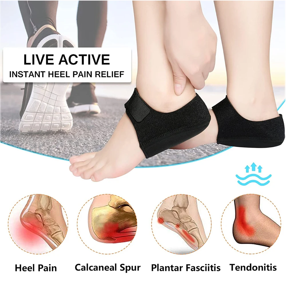 U-förmige Silikon-Gel-Fersenkappen, Plantarfasziitis-Fußstütze zur Fersensporn-Schmerzlinderung, Stoßdämpfende Einlegesohlen für Männer und Frauen – Detail 1
