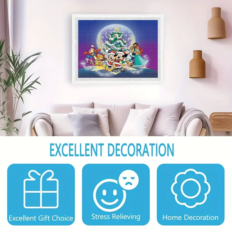 1000 piezas Mickey y Minnie Mouse, Pato Donald, Goofy, Plutón, Rompecabezas oficial de fiesta de cumpleaños y Navidad de Cenicienta - Plantillas grandes