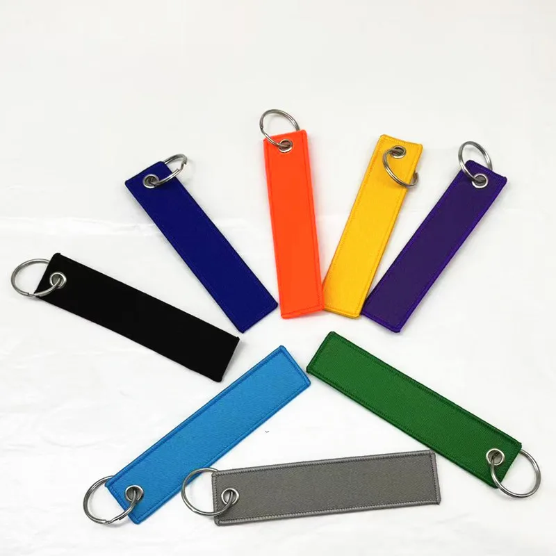 Minimalist Logo-free Fabric Double-sided Key chain with Stitched Edges Smooth Polyester Customizable Keyring
