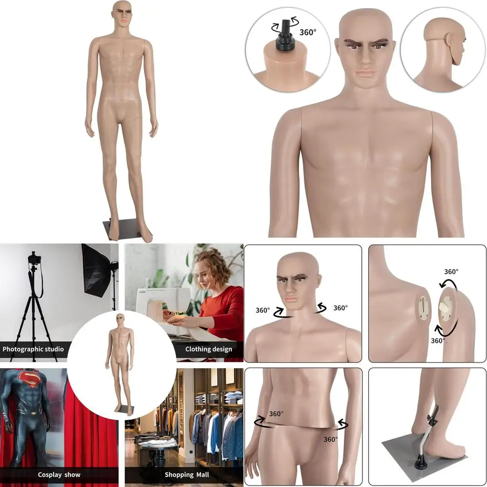 

Реалистичный регулируемый мужской манекен в полный рост с металлическим основанием, 73 дюйма