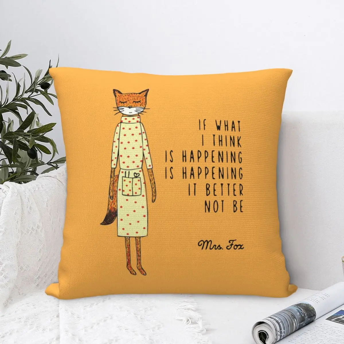 Wes Anderson Movie Square Pillow Covers Polyester Living Room Fantastic Mr. Fox Cushion Cover Funny Decor Throw Pillow Case