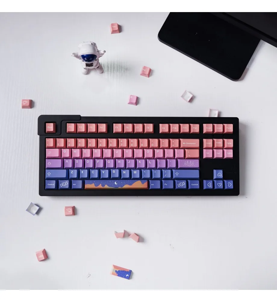 Keycap Trend Fairy Tale Side Transparent Keycap PBT Hot Sublimation 130 Keys Original Factory Highly Suitable for Wooting