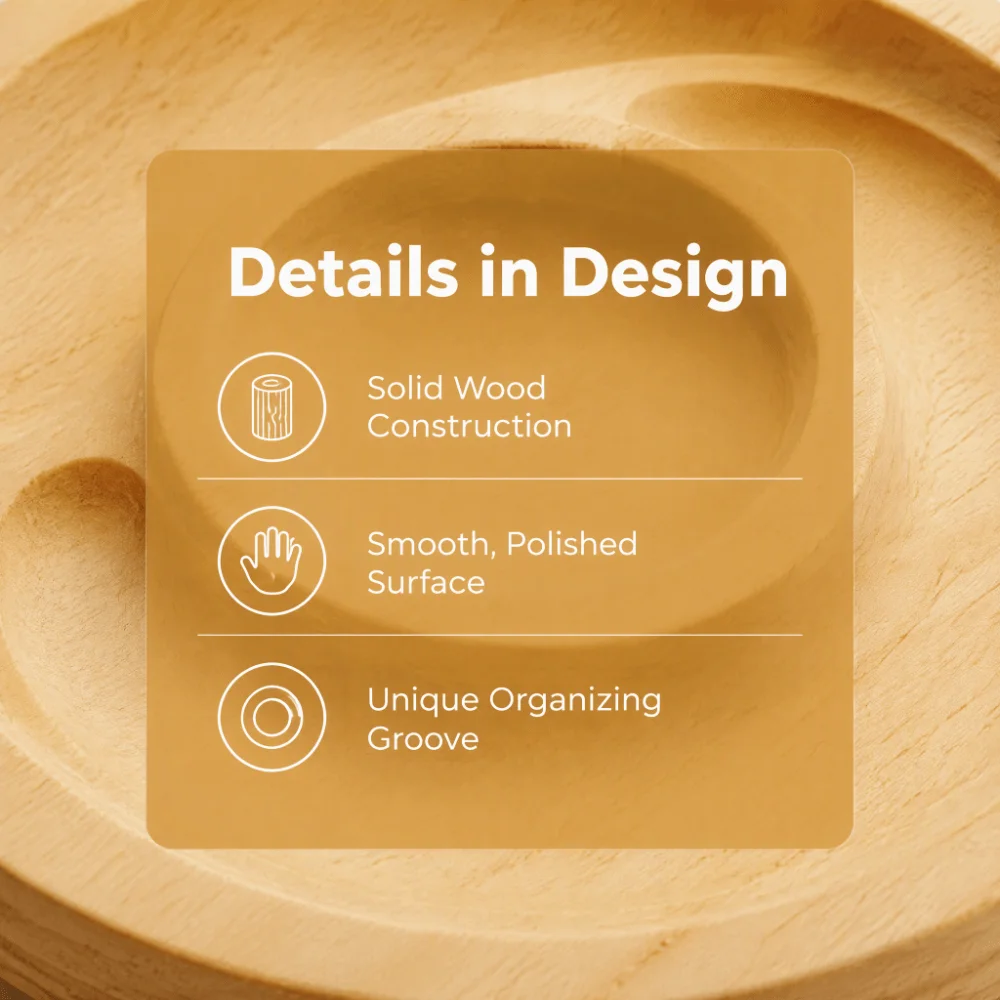 5pcs Decorative Round Shape Bracelet Display Tray Solid Wood Bead Board Jewelry Organizer Tray Beading Design Tray For Bracelets