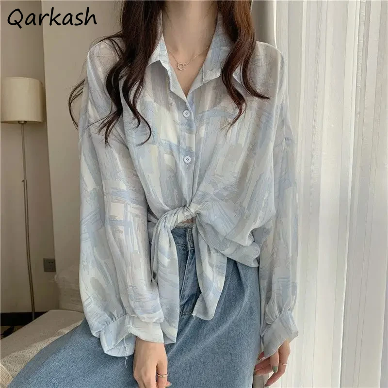 

Casual Shirts Women Spring Summer Thin Sun-proof Loose Daily Outwear All-match Soft Breathable Korean Style Long Sleeve