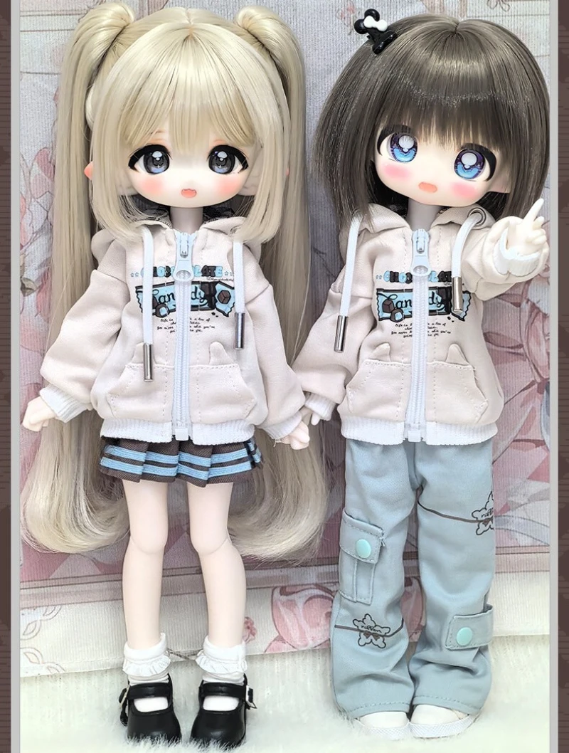 Poppenkleding pak voor 30/45cm Bjd pop coole hoodie set lange broek, rok aankleden speelhuis 1/4 1/6 pop accessoires, geen pop