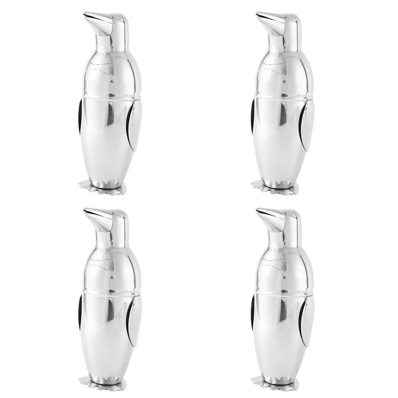 

4X 500Ml Cocktail Shaker,Creative Penguin Stainless Steel Bar Bartender Drink Mixer Shaker Pot,Wine Bottle