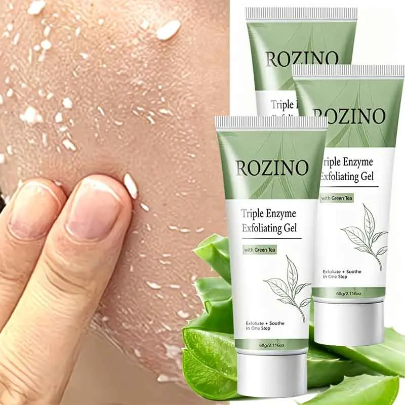 1Pcs/2Pcs/3Pcs Green Tea Triple Enzyme Exfoliating and Brightening Gel 60g, Gentle Cleansing, Moisturizing, Refreshing, Smooths Skin, Physical Exfoliation, Deep Pore Cleansing, Makes Skin Moisturized and Smooth, Suitable for Rough Skin on the Body, Face, Hands, Etc., Unisex