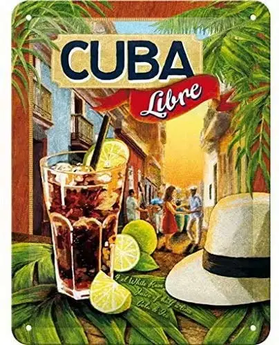 Tin Sign Bar Lemon Mojito Cuban Retro Bar Club Man Cave Wall Decoration 8x12 Inches