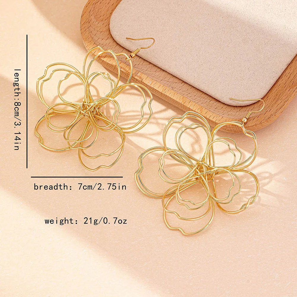 Drop Earrings For Women Simple Style Metal Hollow Ear Accessories Personality Design Travel Holiday Gift Fashion Jewelry DE122
