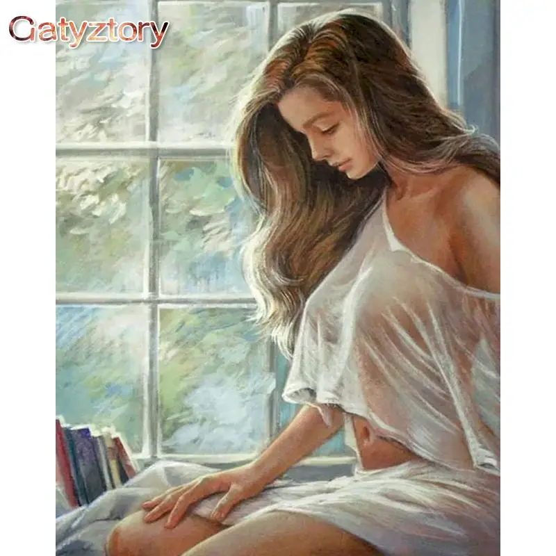 

GATYZTORY 60x75cm Painting By Numbers Kits Long Hair Woman Figure Oil Paints Acrylic Cnavas Home Bedroom Wall Artcraft Picture