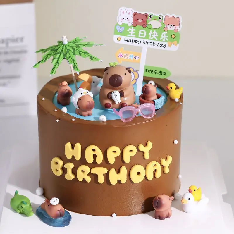 Capybara Geburtstag Kuchen Topper Nette Capybara Kuchen Dekorationen Für Kinder Capybara Geburtstag Party Cupcake Dekore Liefert – Detail 4