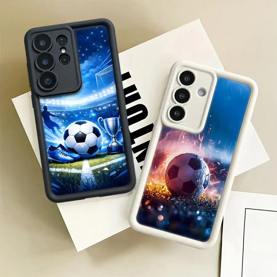 Soccer Ball Fire Art Case for Samsung Galaxy S26 Ultra S20FE S24Ultra S25 S22 S21 S24 Plus S25 Edge S23 FE Phone Cover