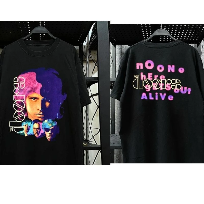

The Doors Gate Band Psychedelic Rock Short Sleeve T-Shirt Vibe Atmosphere American Cotton Crew Neck Tide Tee