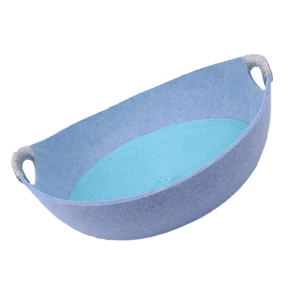 1 Pc Cat Felted Bed Dog Felted Bed Round Bowl Shape Bed Summer Cool Pet Bed Cool Pad Dog Bed (Blue Pad Presented Random Pad