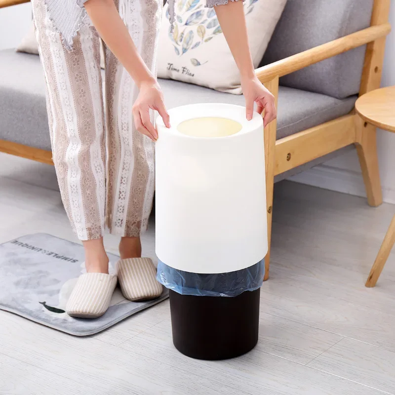 Nordic Creative Simple  Trash Can Japanese Style Home Living Room Bathroom Uncovered Double Large Office Paper bucket YHJ120507