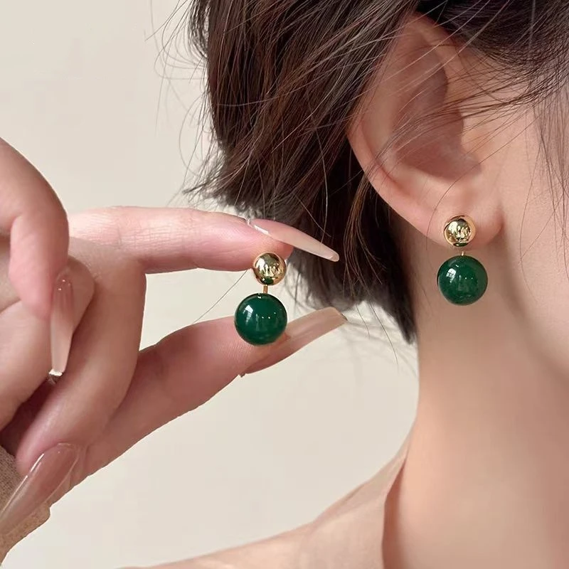 925 Silver Needle Korean Vintage Red Pearl Earrings For Women Jewelry 2026 Trending New Luxury Women's Brown Pink Ball Earrings
