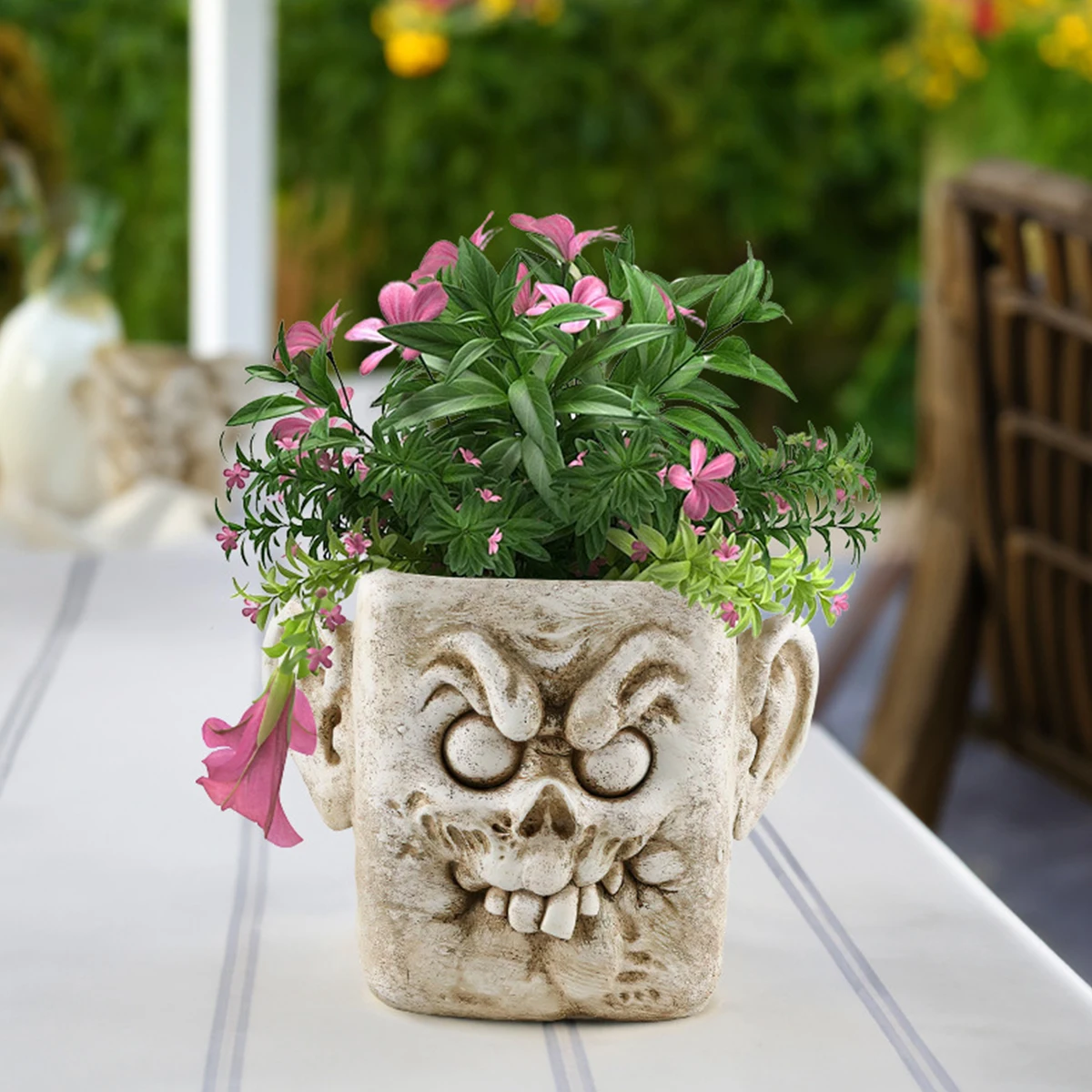 Creative Halloween Facial Ghosts Funny Terrifying Resin Flower Pots Garden Tabletops Succulent Green Plants Potted Plant Decor