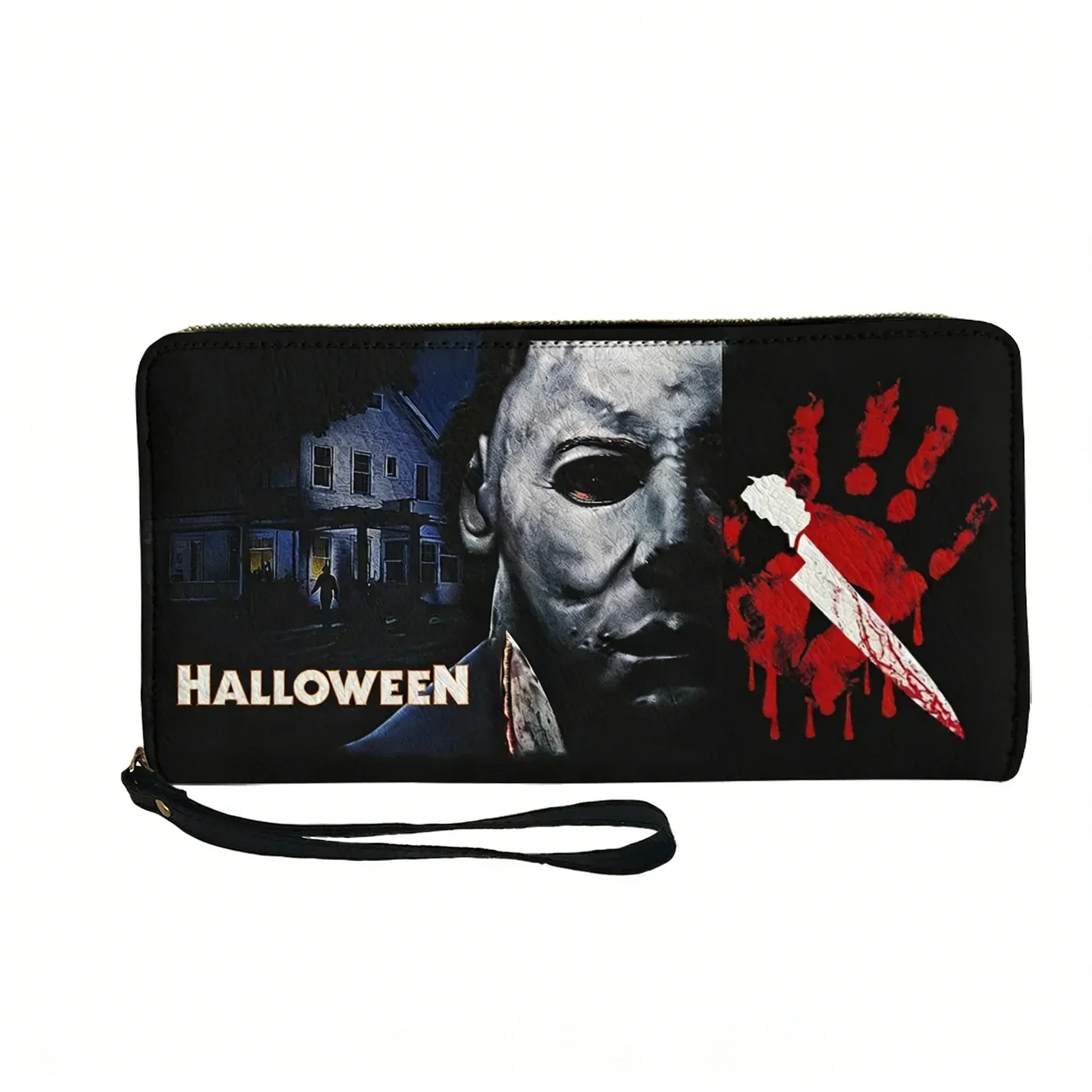 

Кошелек-портмоне Michael Myers Halloween Killer на заказ, мужской и женский, на молнии, с двойным принтом, портативный, подарочная сумка