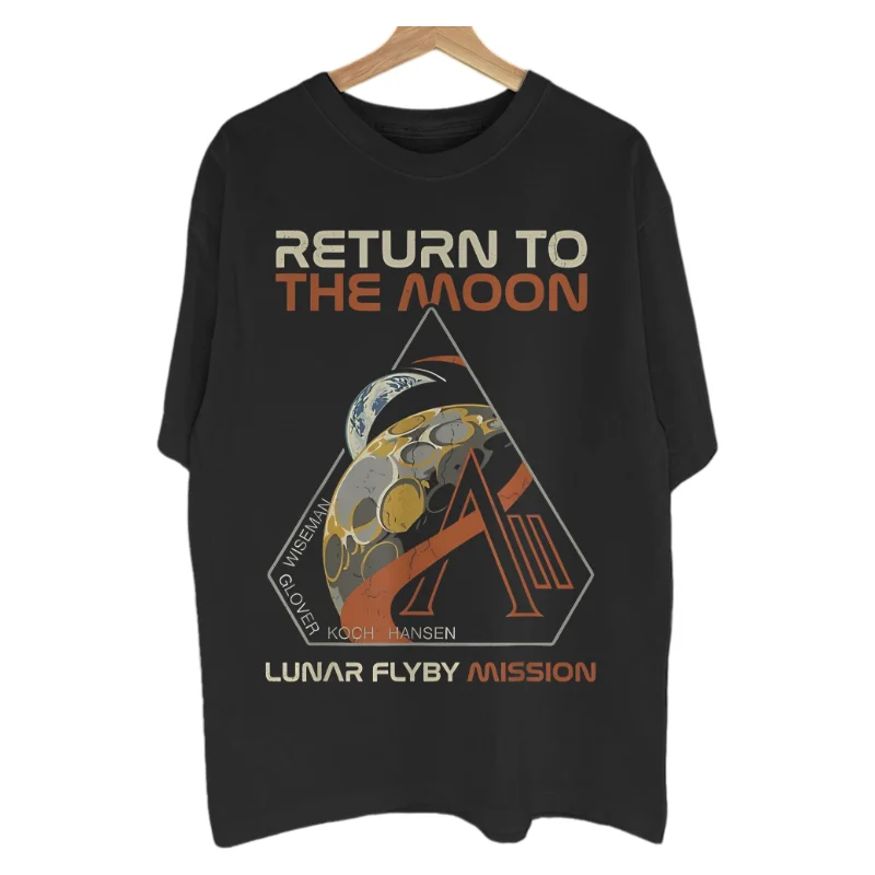 Retro Lunar Unisex Artemis II Return To The Moon T-Shirt Cotton Crew Neck Short Sleeve Harajuku Space Program Casual Graphic Top