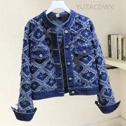 Y2k Jackets Crop Top Tassel Star Print Single Breasted Denim Coat Autumn All Match Design Vintage Women Clothing Denim Jacket