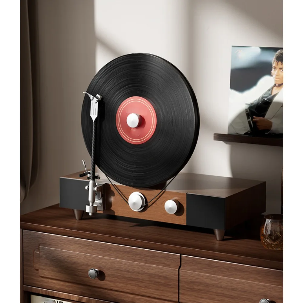 Vertical vinyl record player Bluetooth stereo integrated retro phonograph