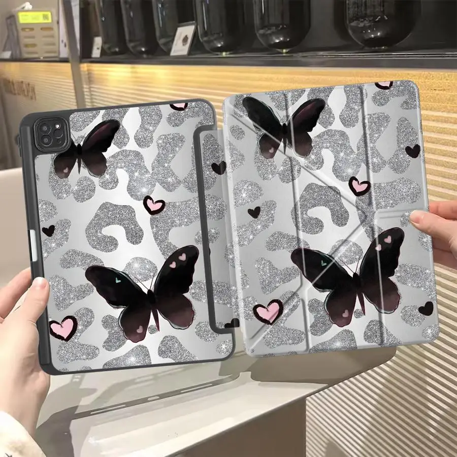 

Чехол для планшета iPad Pro 11-го, 10-го, 9-го, 8-го, 7-го поколений, 12.9 дюймов Pro 2025, Air 4, 5, M3, M2, 1, 2, M4, 11 дюймов, Mini 6, 7, с держателем, леопардовый принт