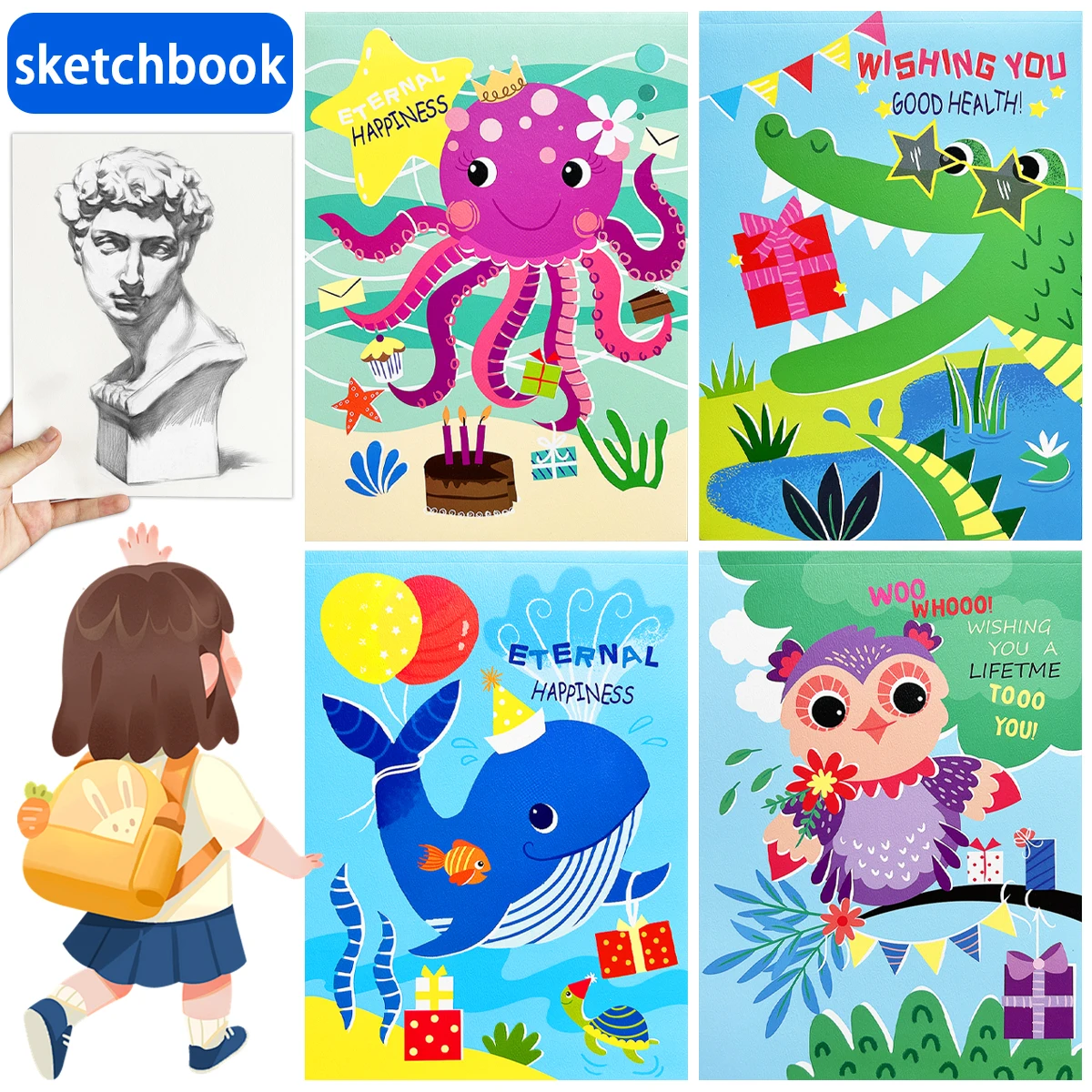 

Случайно выберите альбом для рисования - 28 см x 20 см, большой размер, перекидная страница, альбом для рисования, альбомы для рисования художника и начинающих, подарок на день рождения