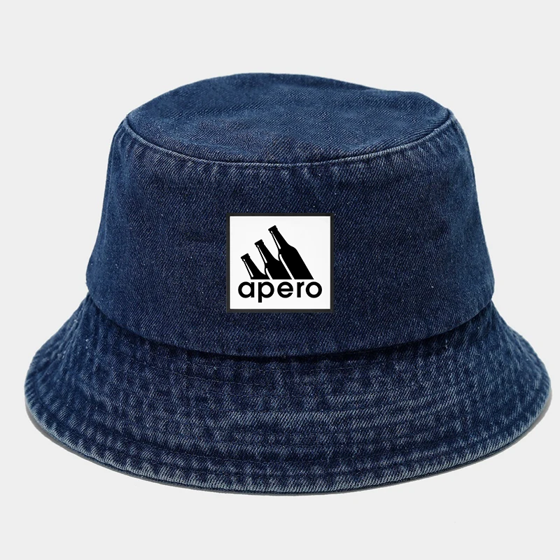 Apero Print Washed Denim Bucket Hat Women Men Daily Sports Panama Hat Adult Casual Outdoor Travel Sun Beach Fisherman Caps - view 5