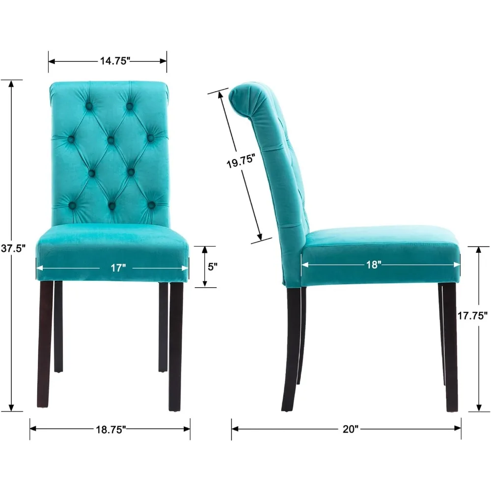 مجموعة من 4 كراسي بارسونز مخملية معنقدة - كراسي طعام بدون ذراع من الخشب الصلب #2