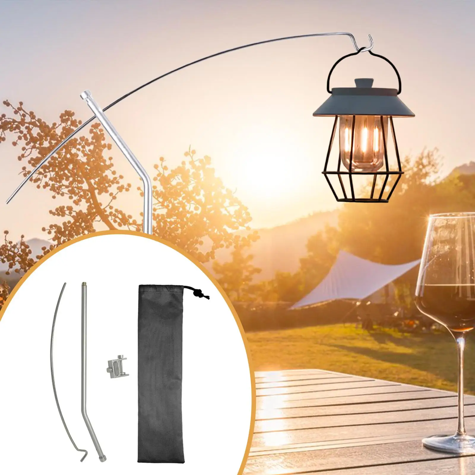 Lightweight Camping Lantern Post Hanger Portable Lamp Stand for Tent Picnic Patio Backyard Lighting