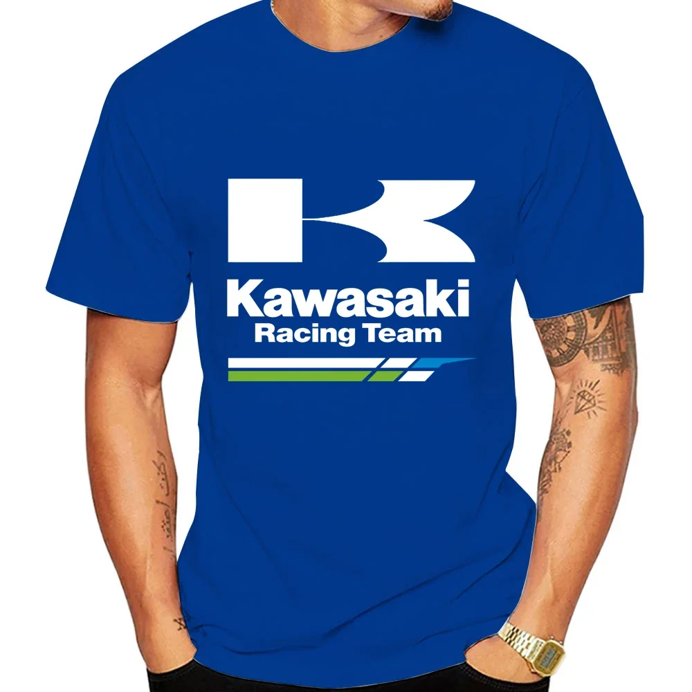 

Kawasaki Racing Team Motorcycle Men T-shirt Summer Short Sleeve Sport Women Tee Shirts 100% Cotton Male sports Clothes Tops