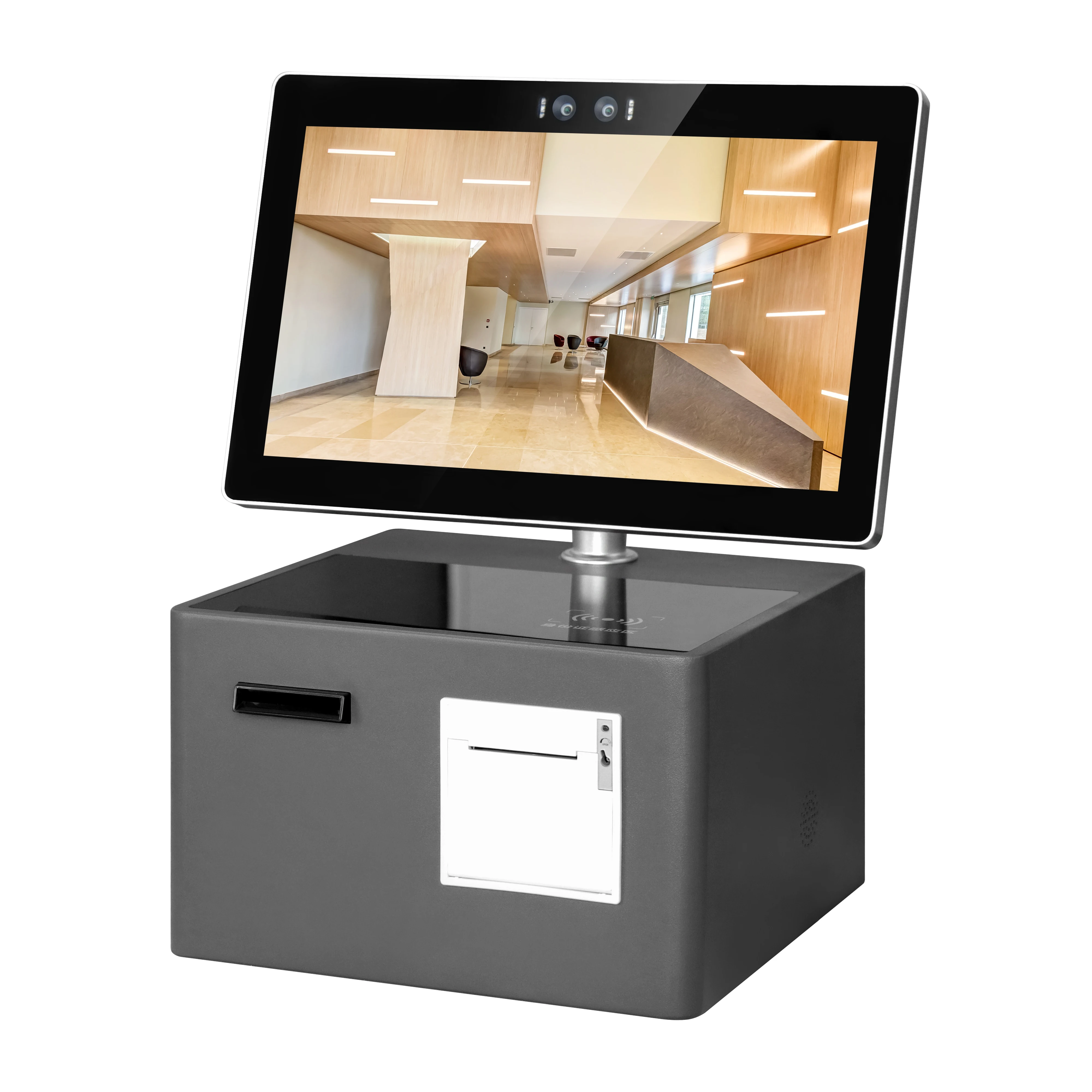 

MJK Настольный диспенсер для карт самообслуживания в отеле, проверенный киоск с самопечаткой платежа, киоск с сенсорным экраном, функция SDK