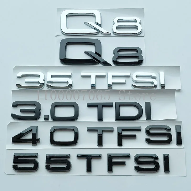 ABS lettere numeri emblema per Q8 SQ8 45TFSI 55TFSI Quattro Sline V6T V8T auto lato anteriore tronco Badge targhetta Logo Sticker