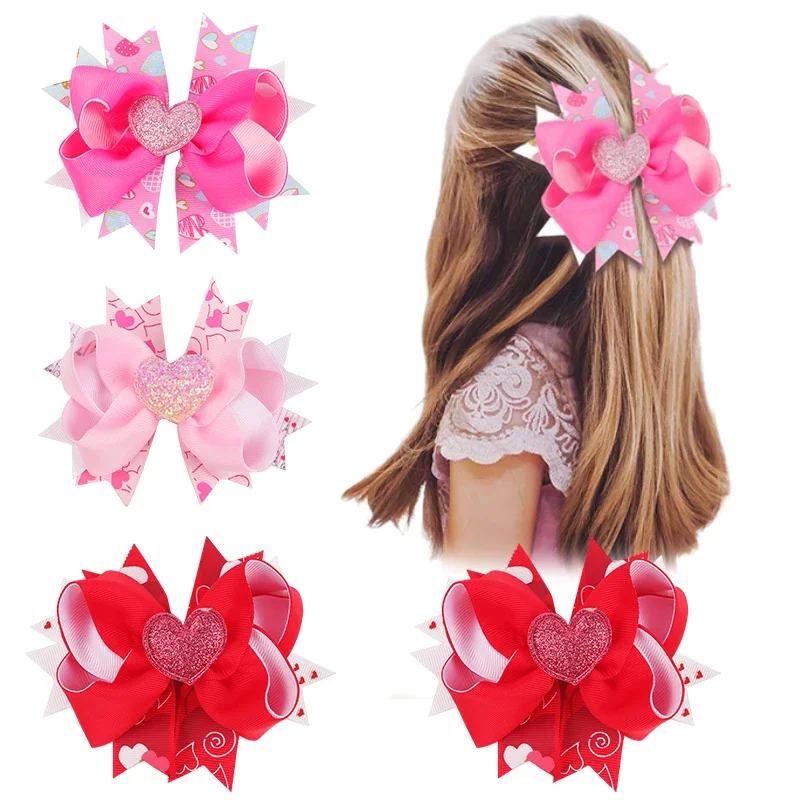 

ncmama 2024 Valentine Day Bow Hair Clip For Women Girls cute Love Heart Hairpin Barrette Hairgrip Girl Headwear Hair Accessories