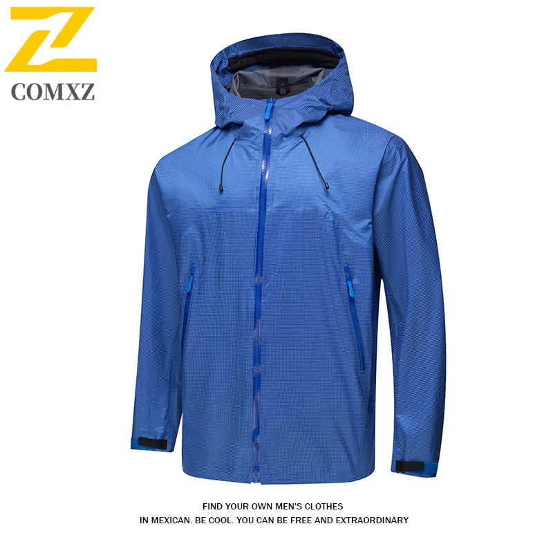 Men's Windproof Ski Jacket Autumn Hiking Waterproof Hooded Windbreaker Slim Fit Outdoor Leisure Multifunctional Rainproof Coat