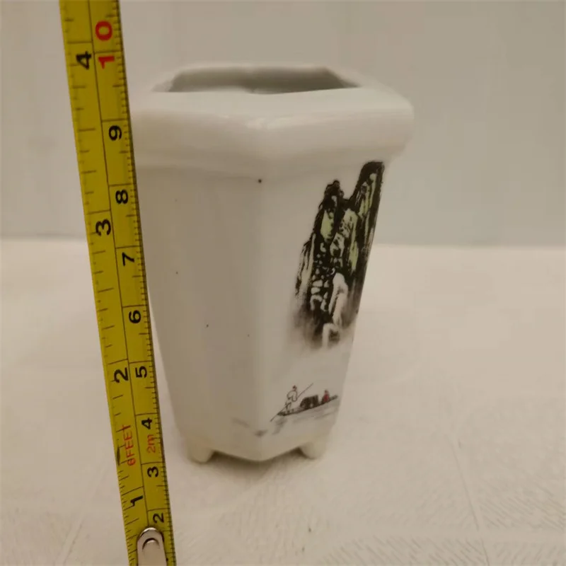 Traditional Chinese Porcelain Flower Pot Pink Landscape Patterned Indoor Outdoor Garden Plant Pots Handmade Decorative Vase