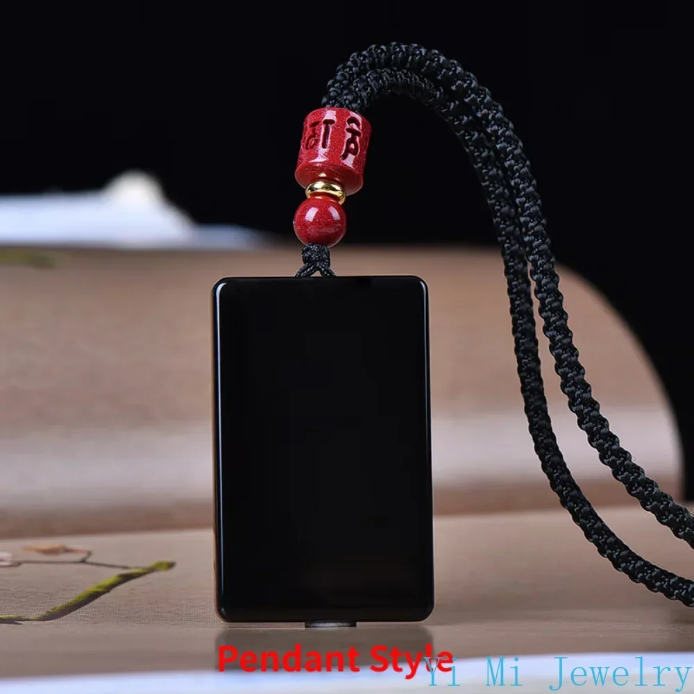 Unique Obsidian Jade Stone Pendant A Stylish Square Black Necklace & Car Key Chain Jewelry Gift Tudo Por 1 Real E Frete Gratis