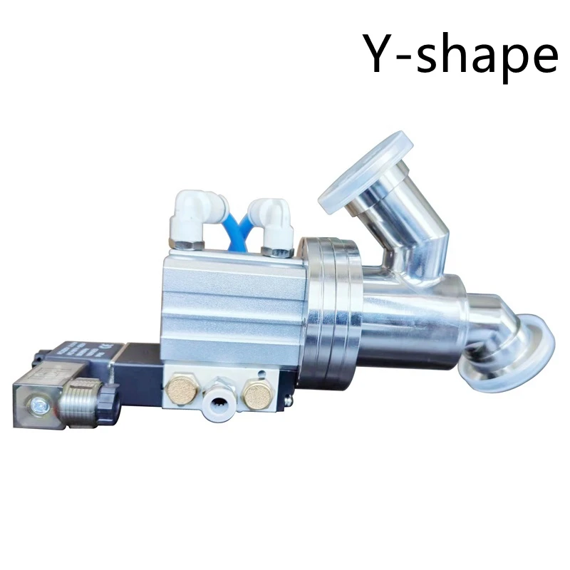 KF16 KF25 KF40 KF50 Vacuum Pneumatic Angle Valve 24/220V Y-shaped L-shaped SS304 Vacuum Flange Gas Safety Flapper Valve