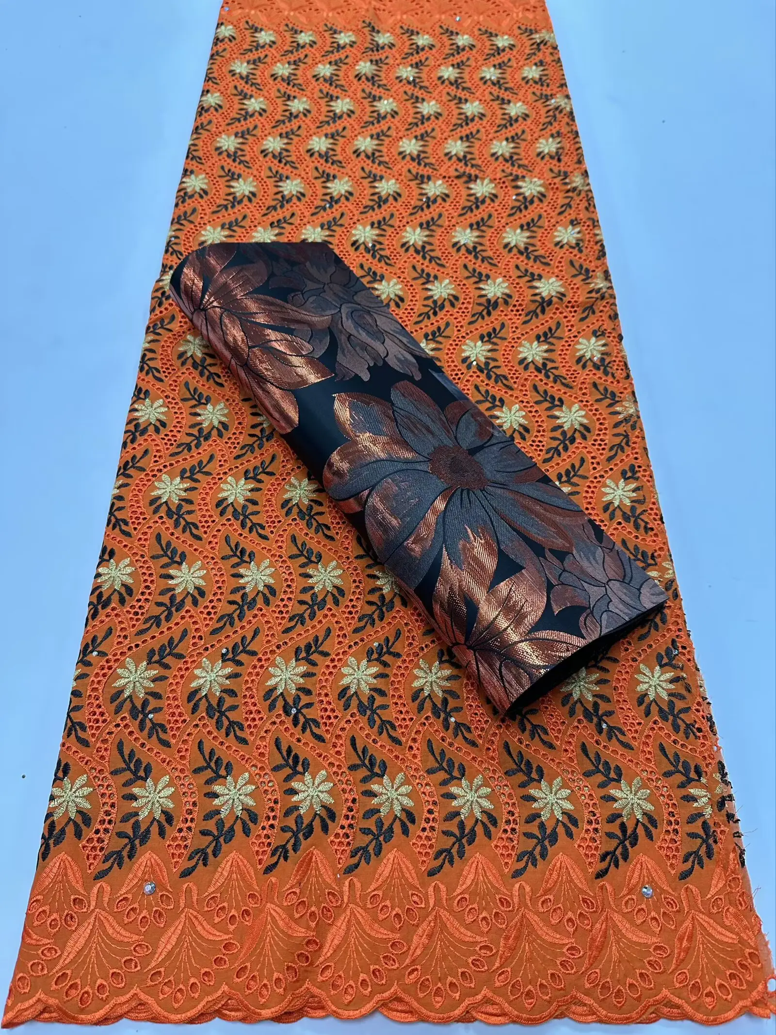 2025 Africa Cotton Lace Fabric 2.5 Yards With Scarf 2.5 Yards High Quality French Nigerian Cotton Fabric For Wedding Party Dress