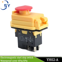 1PC Electrician Switch YH02-A Flip Small Panel AC220V Electromagnetic Start Button Machine IP55 Waterproof Magnetic 16A