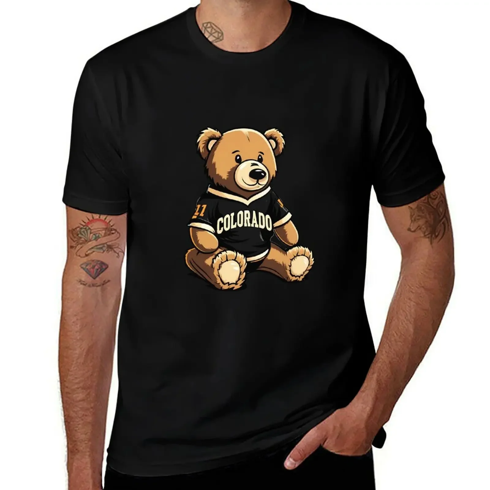 Colorado FANtastic Boulder Bear sticker design T-Shirt blue lock Short sleeve tee fruit of the loom mens t shirts